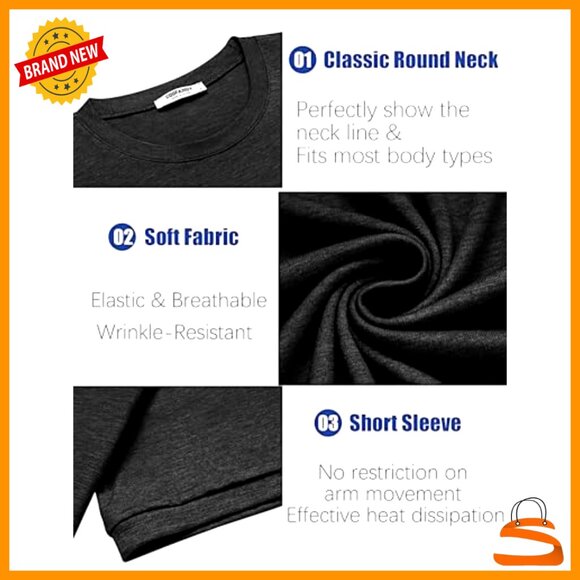 Classic Crew Neck T-Shirt Minimal Casual Summer Basic Tee Regular Fit - Picture 6 of 6